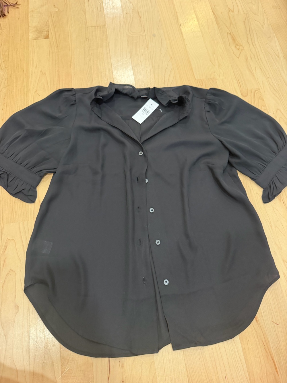 Ann Taylor Black Womens Blouse with Button Detail